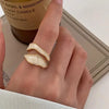 Vintage White Enamel Geometric Adjustable Ring