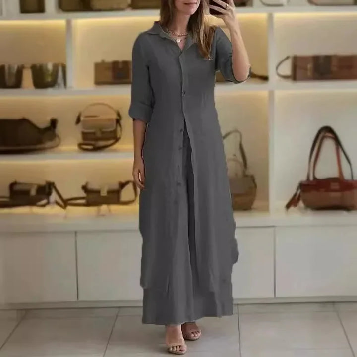 Alira – Relaxed Blouse Dress and Wide Leg Linen Pants