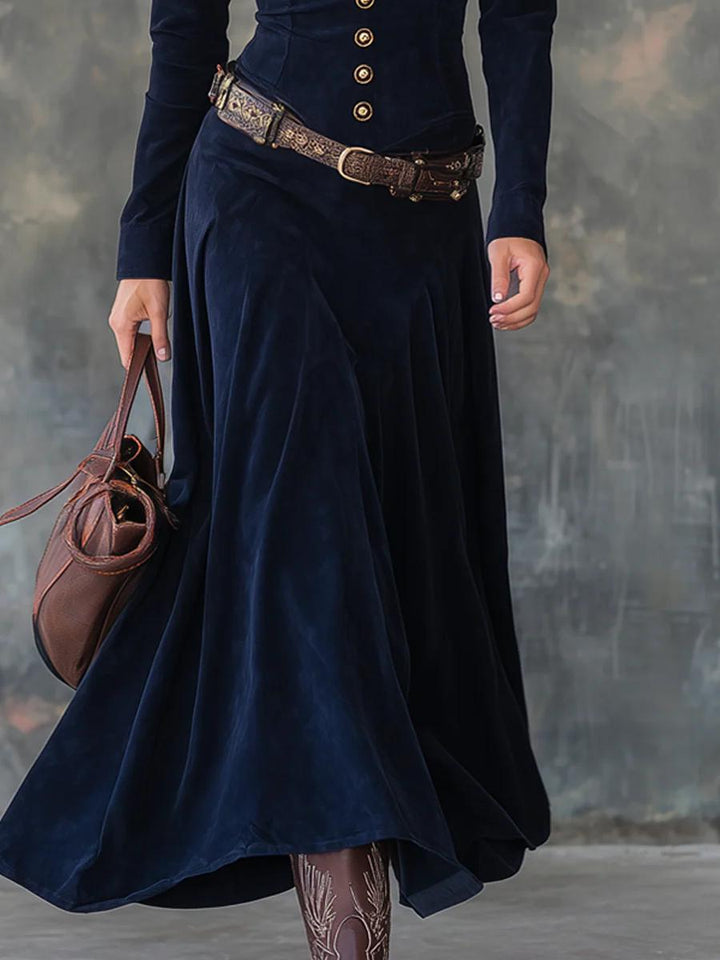 Milana | Long Suede Dress with Slit