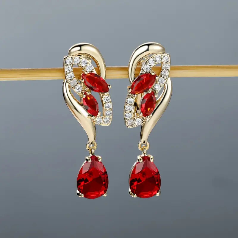 Ruby Teardrop Drop Earrings