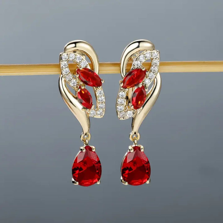 Ruby Teardrop Drop Earrings