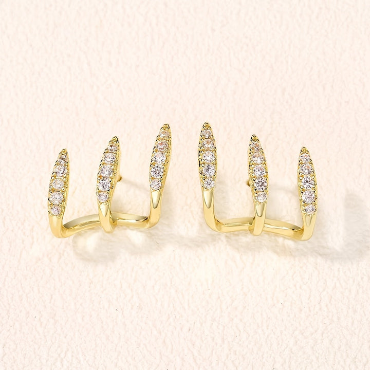 Elegant Rhinestone Three-Prong Earrings