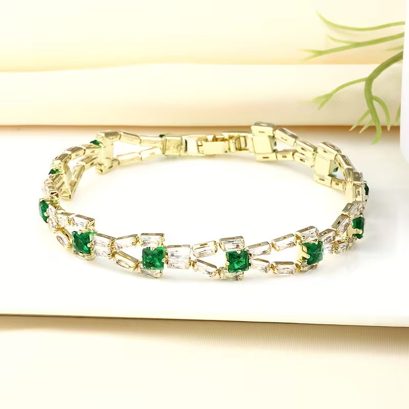 Green Link Tennis Bracelet