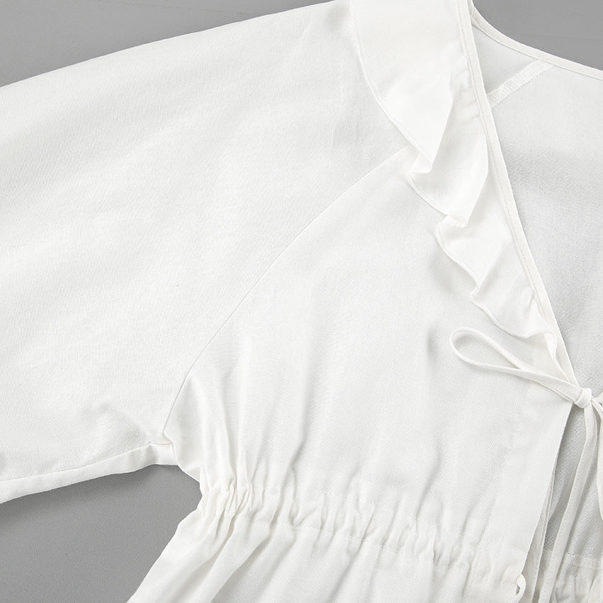 Alexandra - Ruffled Tie-Front Top & Shorts Set
