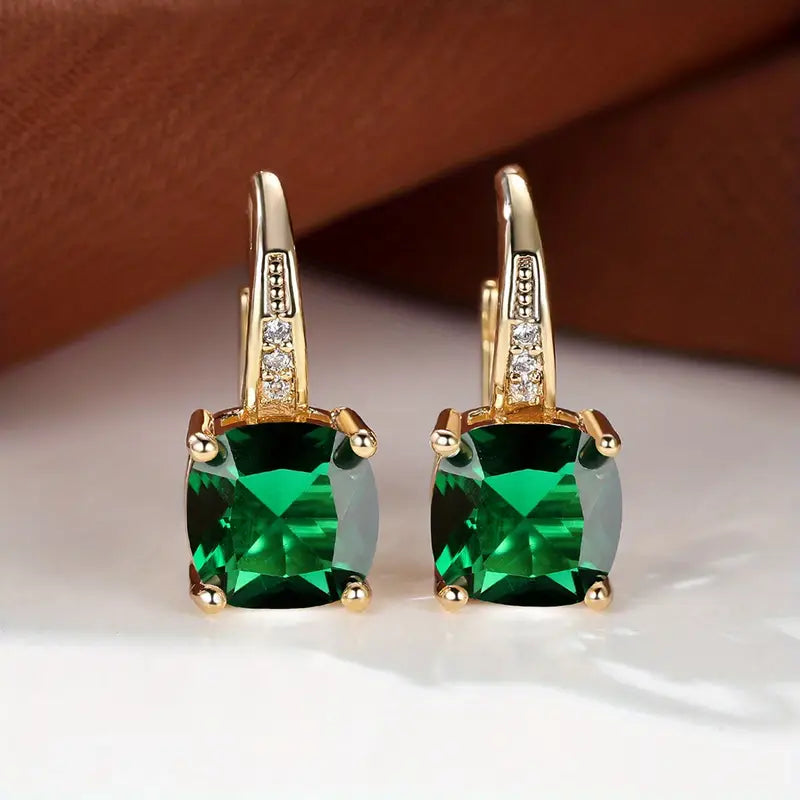Mystic Sapphire Stone Hoop Earrings