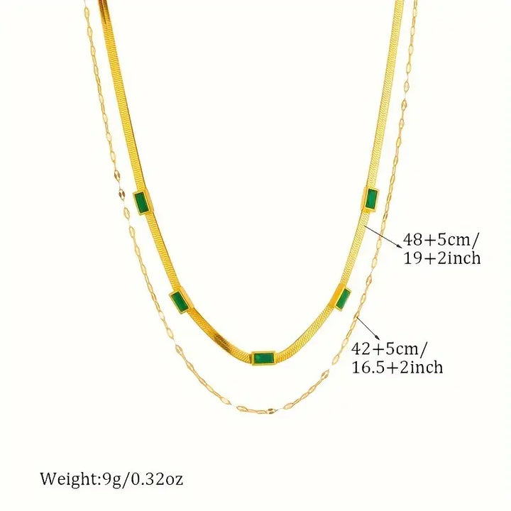 Sorella Double Strand Retro Necklace with Gemstone