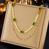 Sorella Double Strand Retro Necklace with Gemstone