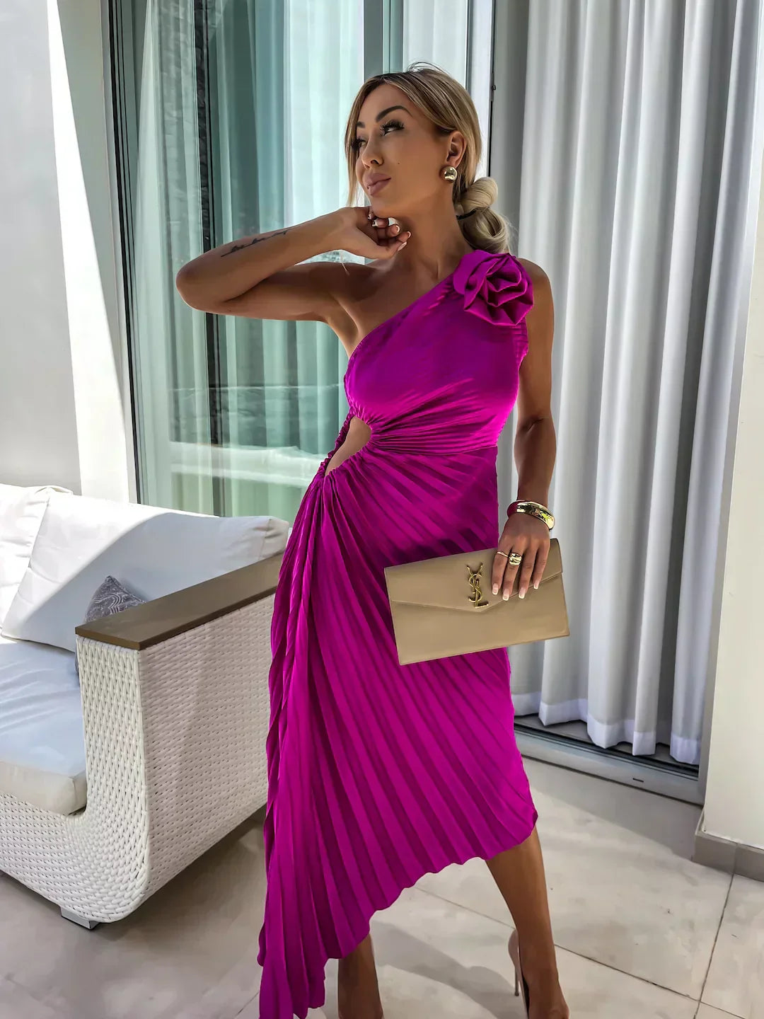 Dariella | Romantic Floral Dress with One Shoulder