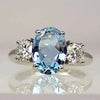 Ring with blue diamond crystal in silver