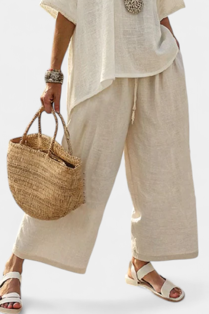 Drevon | Comfortable Minimalist Blouse and Wide Leg Pants