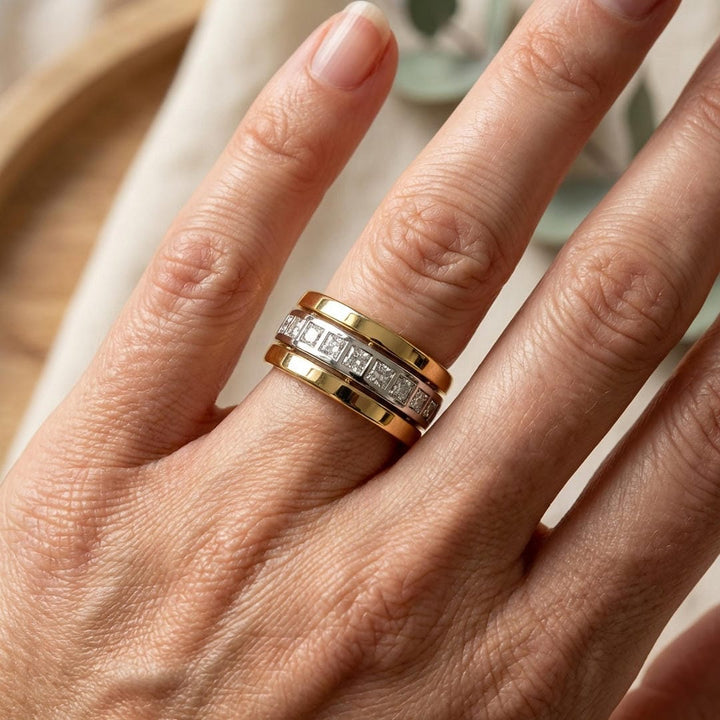 Two Tone Cubic Zirconia Ring